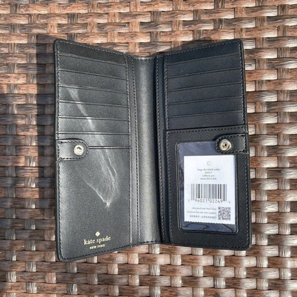 Kate Spade Staci Large Slim Bifold Wallet Black NWT - Picture 4 of 14